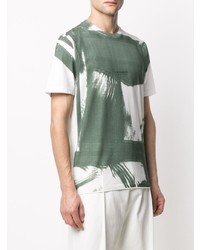 T-shirt à col rond imprimé tie-dye blanc et vert C.P. Company
