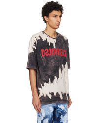 T-shirt à col rond imprimé tie-dye blanc DSQUARED2