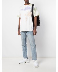 T-shirt à col rond imprimé tie-dye blanc John Elliott