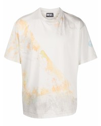 T-shirt à col rond imprimé tie-dye blanc Diesel