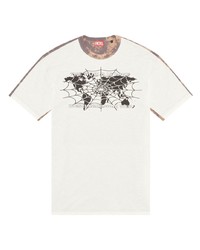T-shirt à col rond imprimé tie-dye blanc Diesel