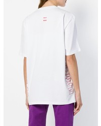 T-shirt à col rond imprimé tie-dye blanc MSGM