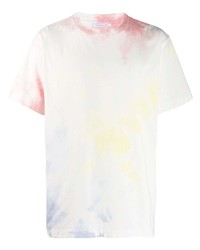 T-shirt à col rond imprimé tie-dye blanc John Elliott