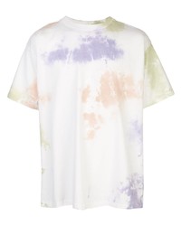 T-shirt à col rond imprimé tie-dye blanc John Elliott