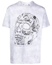 T-shirt à col rond imprimé tie-dye blanc Philipp Plein