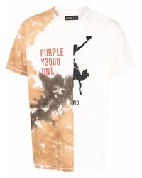 T-shirt à col rond imprimé tie-dye blanc purple brand