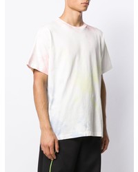 T-shirt à col rond imprimé tie-dye blanc John Elliott