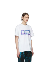 T-shirt à col rond imprimé tie-dye blanc MSGM