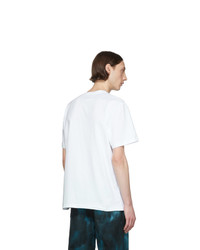 T-shirt à col rond imprimé tie-dye blanc MSGM