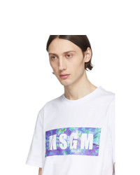 T-shirt à col rond imprimé tie-dye blanc MSGM