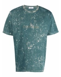 T-shirt à col rond imprimé tie-dye bleu canard Stone Island