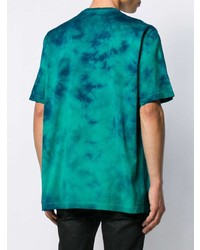 T-shirt à col rond imprimé tie-dye bleu canard DSQUARED2