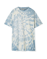T-shirt à col rond imprimé tie-dye bleu clair