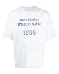 T-shirt à col rond imprimé tie-dye bleu clair Acne Studios