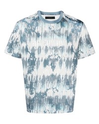 T-shirt à col rond imprimé tie-dye bleu clair Amiri