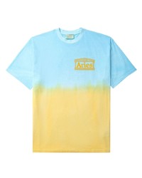 T-shirt à col rond imprimé tie-dye bleu clair Aries