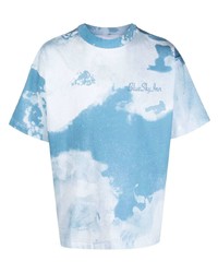 T-shirt à col rond imprimé tie-dye bleu clair BLUE SKY INN