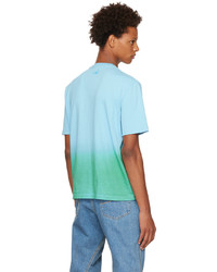 T-shirt à col rond imprimé tie-dye bleu clair Lanvin