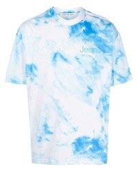 T-shirt à col rond imprimé tie-dye bleu clair Calvin Klein Jeans