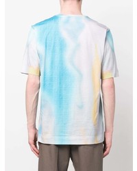 T-shirt à col rond imprimé tie-dye bleu clair Fendi