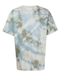 T-shirt à col rond imprimé tie-dye bleu clair John Elliott