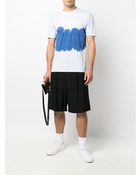 T-shirt à col rond imprimé tie-dye bleu clair Karl Lagerfeld