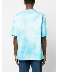 T-shirt à col rond imprimé tie-dye bleu clair DSQUARED2