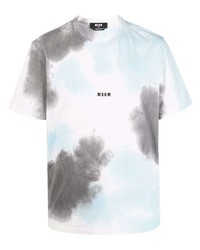 T-shirt à col rond imprimé tie-dye bleu clair MSGM