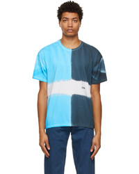 T-shirt à col rond imprimé tie-dye bleu clair Nanamica