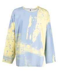 T-shirt à col rond imprimé tie-dye bleu clair Oamc