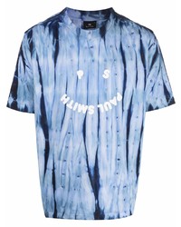 T-shirt à col rond imprimé tie-dye bleu clair PS Paul Smith