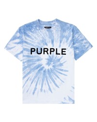 T-shirt à col rond imprimé tie-dye bleu clair purple brand
