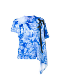 T-shirt à col rond imprimé tie-dye bleu clair Sacai