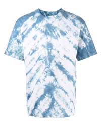 T-shirt à col rond imprimé tie-dye bleu clair Stain Shade