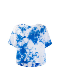 T-shirt à col rond imprimé tie-dye bleu clair Suzusan