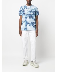 T-shirt à col rond imprimé tie-dye bleu clair Off-White