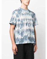 T-shirt à col rond imprimé tie-dye bleu clair Amiri