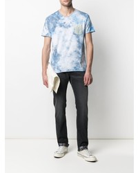 T-shirt à col rond imprimé tie-dye bleu clair Giorgio Brato