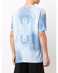 T-shirt à col rond imprimé tie-dye bleu clair McQ