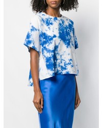 T-shirt à col rond imprimé tie-dye bleu clair Suzusan