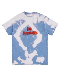 T-shirt à col rond imprimé tie-dye bleu clair Travis Scott