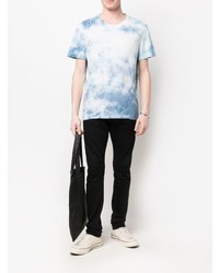 T-shirt à col rond imprimé tie-dye bleu clair Zadig & Voltaire