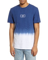 T-shirt à col rond imprimé tie-dye bleu marine et blanc