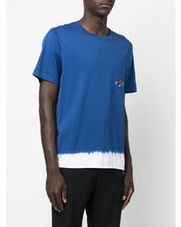 T-shirt à col rond imprimé tie-dye bleu marine et blanc Nick Fouquet