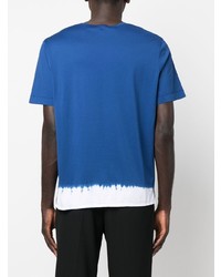 T-shirt à col rond imprimé tie-dye bleu marine et blanc Nick Fouquet