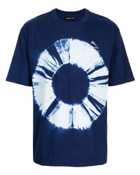 T-shirt à col rond imprimé tie-dye bleu marine et blanc Mauna Kea