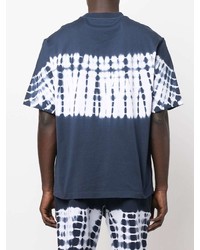T-shirt à col rond imprimé tie-dye bleu marine et blanc Michael Kors