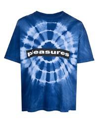 T-shirt à col rond imprimé tie-dye bleu marine et blanc Pleasures