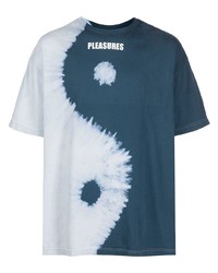 T-shirt à col rond imprimé tie-dye bleu marine et blanc Pleasures
