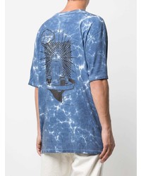 T-shirt à col rond imprimé tie-dye bleu marine et blanc PAS DE ME